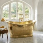 Handmade Solid Brass Freestanding Bathtub – Luxury Hammered Soaking Tub