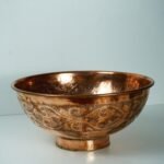 Engraved Copper Vessel Sink – Handmade Round Bathroom Vanity Basin - Image 2