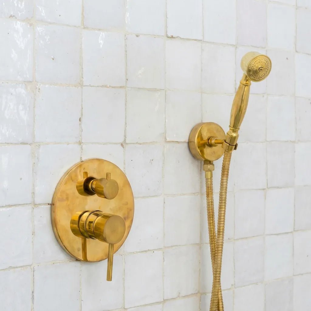 Unlacquered Brass Thermostatic Rain Shower Set - Image 4