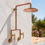 Handmade Copper Outdoor Shower – Unlacquered Copper Rainfall Head