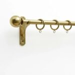 Handmade Unlacquered Brass Curtain Rod – Solid Brass Window Rod with Rings & Ball Finials