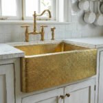Handcrafted Hammered Brass Apron-Front Farmhouse Kitchen Sink - Image 3
