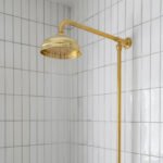 Unlacquered Brass Shower System – Wall Mount Mixer with Handheld - Image 4