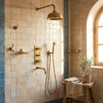 Heritage Unlacquered Brass Wall-Mount Shower System with Rain Head & Handheld - Image 4