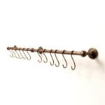 Oil Rubbed Bronze  Wall Mounted Pot Rack, Copper Kitchen Rail with Hooks