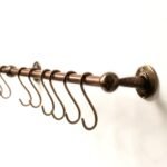 Oil Rubbed Bronze  Wall Mounted Pot Rack, Copper Kitchen Rail with Hooks - Image 4