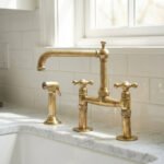 Old-World Unlacquered Brass Bridge Faucet With Traditional Design