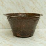 Round Copper Bar Sink, Hammered copper round sink Including drain - Image 2