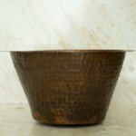 Round Copper Bar Sink, Hammered copper round sink Including drain - Image 3