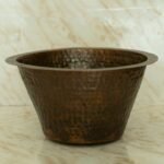 Round Copper Bar Sink, Hammered copper round sink Including drain - Image 4
