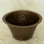 Round Copper Bar Sink, Hammered copper round sink Including drain - Image 5