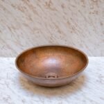Round Copper Vessel Bathroom Sink, Vessel Hammered Copper Sink - Image 4