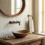 Hand-Hammered Copper Vessel Sink – Rustic Bathroom Washbasin - Image 5