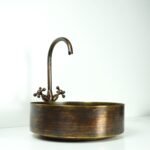 Rustic Brass round Vessel sink with Oil rubbed bronze Faucet - Image 3