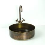 Rustic Brass round Vessel sink with Oil rubbed bronze Faucet - Image 4