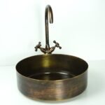 Rustic Brass round Vessel sink with Oil rubbed bronze Faucet - Image 5