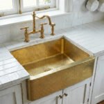 Handcrafted Hammered Brass Apron-Front Farmhouse Kitchen Sink - Image 4