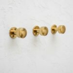 Set of 3 Solid Brass Wall Hooks – Handmade Unlacquered Coat Pegs