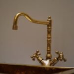 Solid Brass Kitchen Deck Mount Faucet, Single Hole Brass Bathroom Faucet