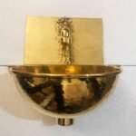 Solid Brass Wall Mounted Bathroom Sink With  Brass faucet, Rounded Wall Hung Sink - Image 2