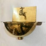 Solid Brass Wall Mounted Bathroom Sink With  Brass faucet, Rounded Wall Hung Sink