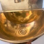 Solid Brass Wall Mounted Bathroom Sink With  Brass faucet, Rounded Wall Hung Sink - Image 4