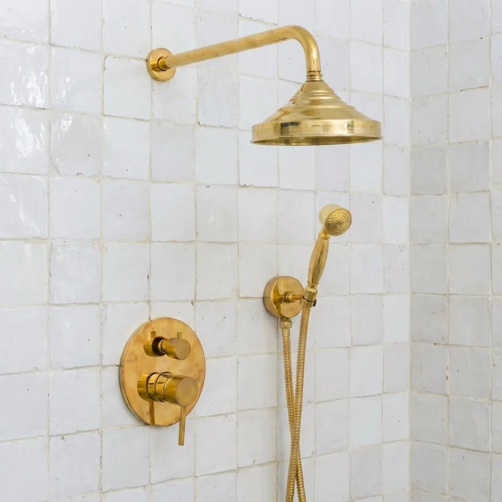Unlacquered Brass Thermostatic Rain Shower Set - Image 2
