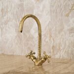 Solid brass Gooseneck faucet, Unlacquered Brass Bathroom Faucet