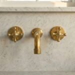 Three Hole Wall Mounted Brass Faucet with Cross Handles