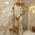 Traditional Solid Brass Rigid Riser Shower Mixer with 8″ Round Head