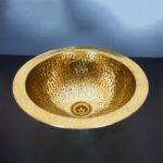 Unlacquered Brass Bathroom Sink. Handmade Solid Brass Bar Sink Drop In