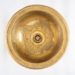 Unlacquered Brass Engraved Bathroom Sink, Solid Brass Drop in Sink