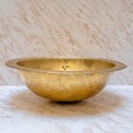 Unlacquered Brass Engraved Bathroom Sink, Solid Brass Drop in Sink - Image 2