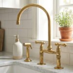 Farmhouse Unlacquered Brass Bridge Faucet with Dual Lever Handles - Image 2