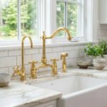 Unlacquered Brass Farmhouse Sink Faucet (V Faucet) – High-Arc Gooseneck Spout - Image 2