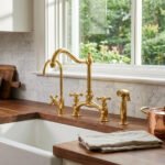 Unlacquered Brass Farmhouse Sink Faucet (V Faucet) – High-Arc Gooseneck Spout - Image 3