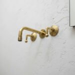 Unlacquered Brass 3-Hole Wall Mounted Bathroom Sink Faucet - Image 2