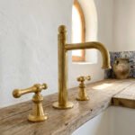 Unlacquered Brass Widespread Faucet – Tall Spout Bathroom Lever Tap
