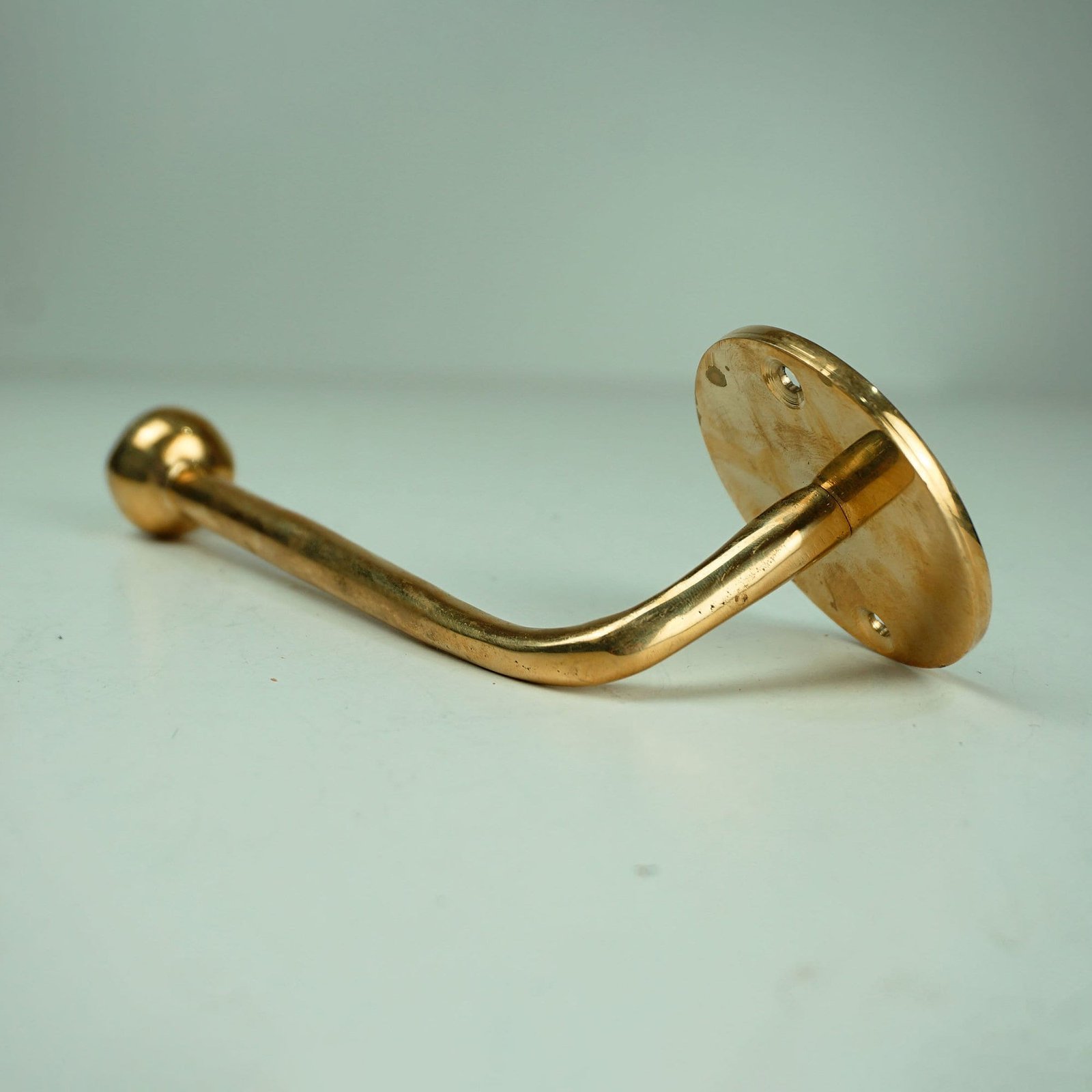 Unlacqueredbrasspapertowelholder_1 Unlacquered brass paper towel holder, Handmade Wall Mounted Solid Brass Toilet Roll Holder - Image 1
