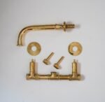 Unlacquered Brass Wall Mount Bathroom Faucet with Lever Handle - Image 4