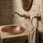 Handmade Engraved Copper Vessel Sink – Rustic Bathroom Washbasin - Image 3