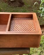 Double Wall Copper Farmhouse Kitchen sink With Drain Board - Image 9