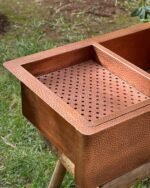 Double Wall Copper Farmhouse Kitchen sink With Drain Board - Image 7