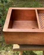 Double Wall Copper Farmhouse Kitchen sink With Drain Board - Image 10