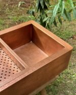 Double Wall Copper Farmhouse Kitchen sink With Drain Board - Image 5