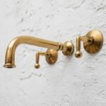 Unlacquered Brass Wall Mounted Bathroom Faucet