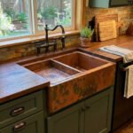 Copper Single Bowl Farmhouse Kitchen Sink With Drain Board - Image 3