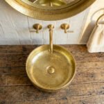 Hand-Hammered Unlacquered Brass Vessel Sink – Round Artisan Bathroom Basin - Image 4