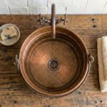 Aged Copper Hammered Bucket Bathroom Sink - Image 5