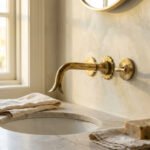Handmade Unlacquered Brass Wall Basin Faucet – Vintage 3-Hole Design - Image 2
